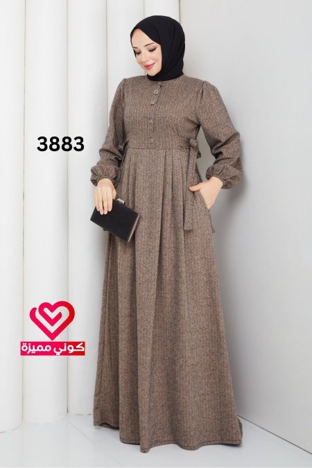 فستان ربيعي 3883 بيج