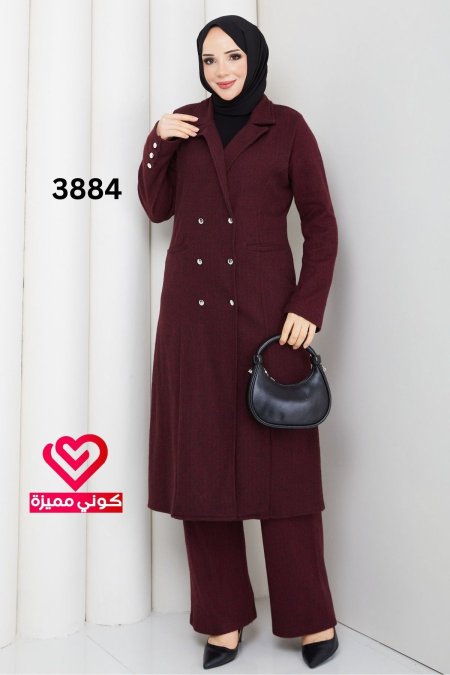 طقم ربيعي 3884 خمري