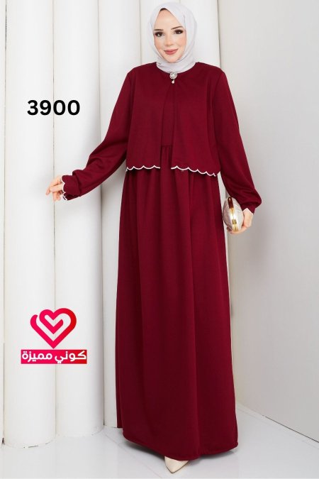 فستان قطعتين 3900 خمري
