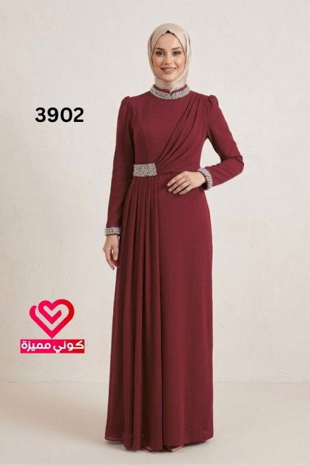 فستان رسمي 3902 خمري