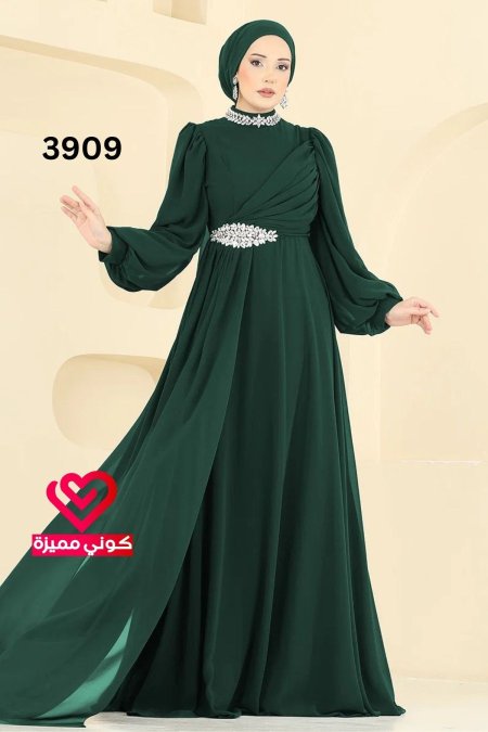 فستان سهرة 3909 زيتي
