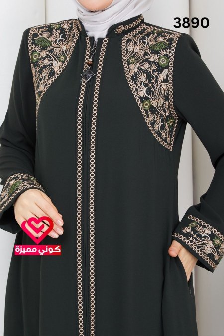 عباة تطريز 3890 زيتي