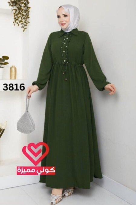 فستان 3816 زيتي