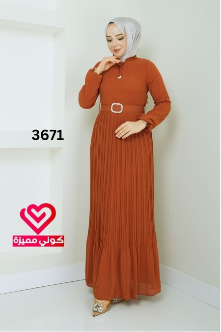 فستان 3671 قرميدي