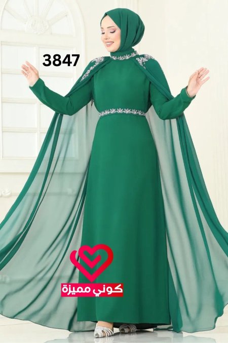 فستان سهرة 3847 زيتي
