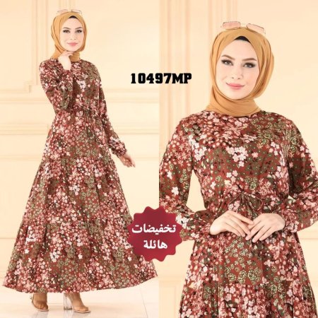 فستان 10497MP بني