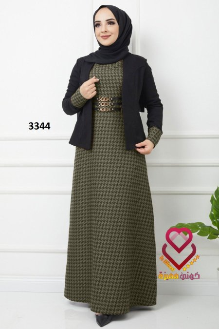 فستان 3344 زيتي