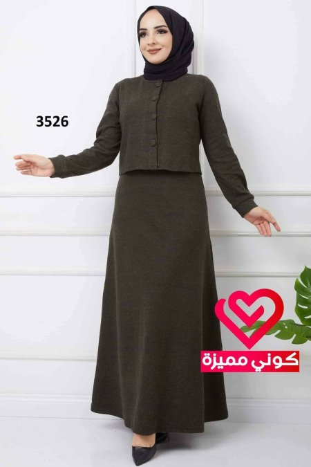 فستان 3341 زيتي