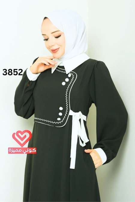 فستان صيفي بارد - زيتي (3852)