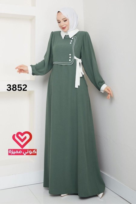 فستان صيفي بارد - فستقي (3852)