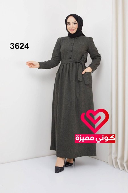 فستان 3624 زيتي