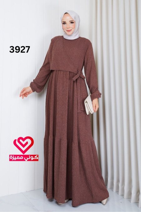 فستان خريفي 3927 بني