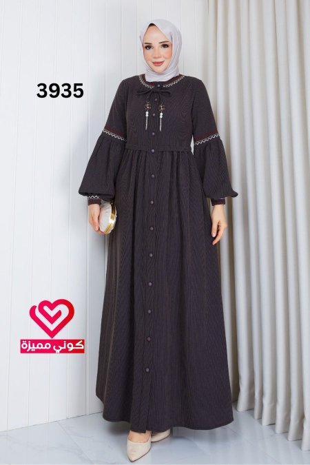 فستان خريفي 3935 رمادي