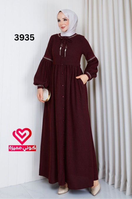 فستان خريفي 3935 خمري
