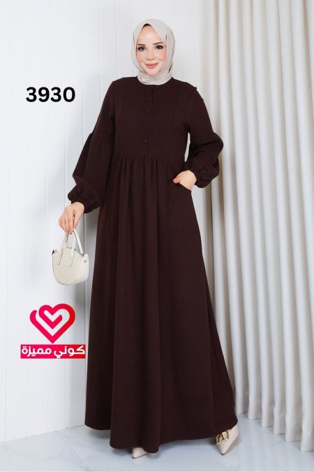 فستان تريكو 3930 بني