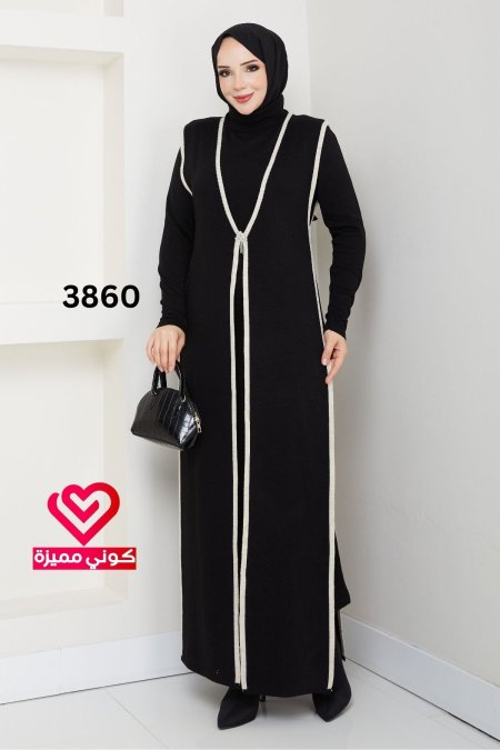 فستان قطعتين 3860 اسود