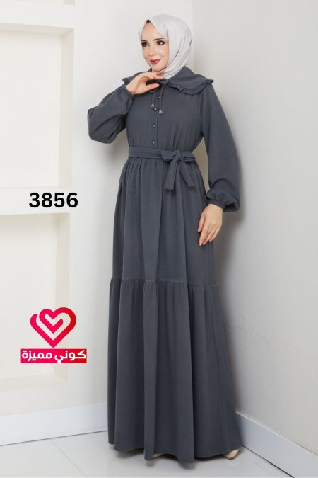 فستان خريفي شتوي 3856 رمادي