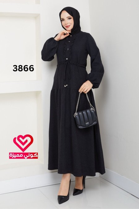 فستان عملي 3866 اسود