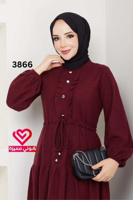 فستان عملي 3866 خمري