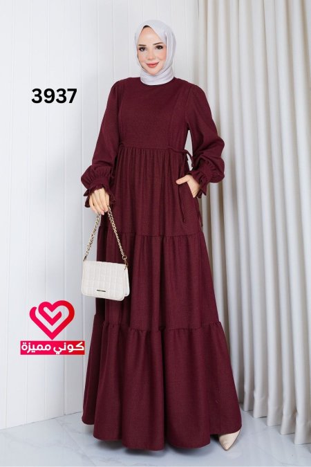 فستان عملي 3937 خمري