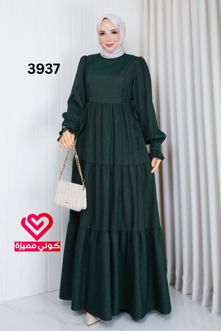 فستان عملي 3937 زيتي