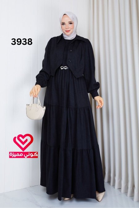 فستان قطعتين 3938 اسود