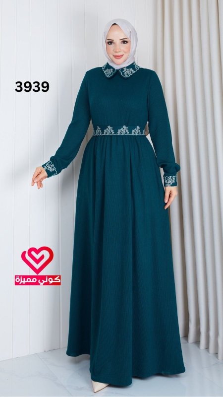 فستان خريفي 3939 تركواز