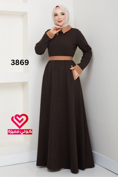فستان شتوي 3869 بني