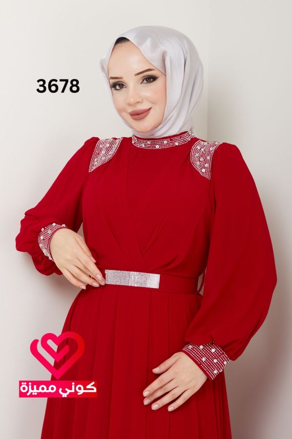فستان كلوش 3678 احمر